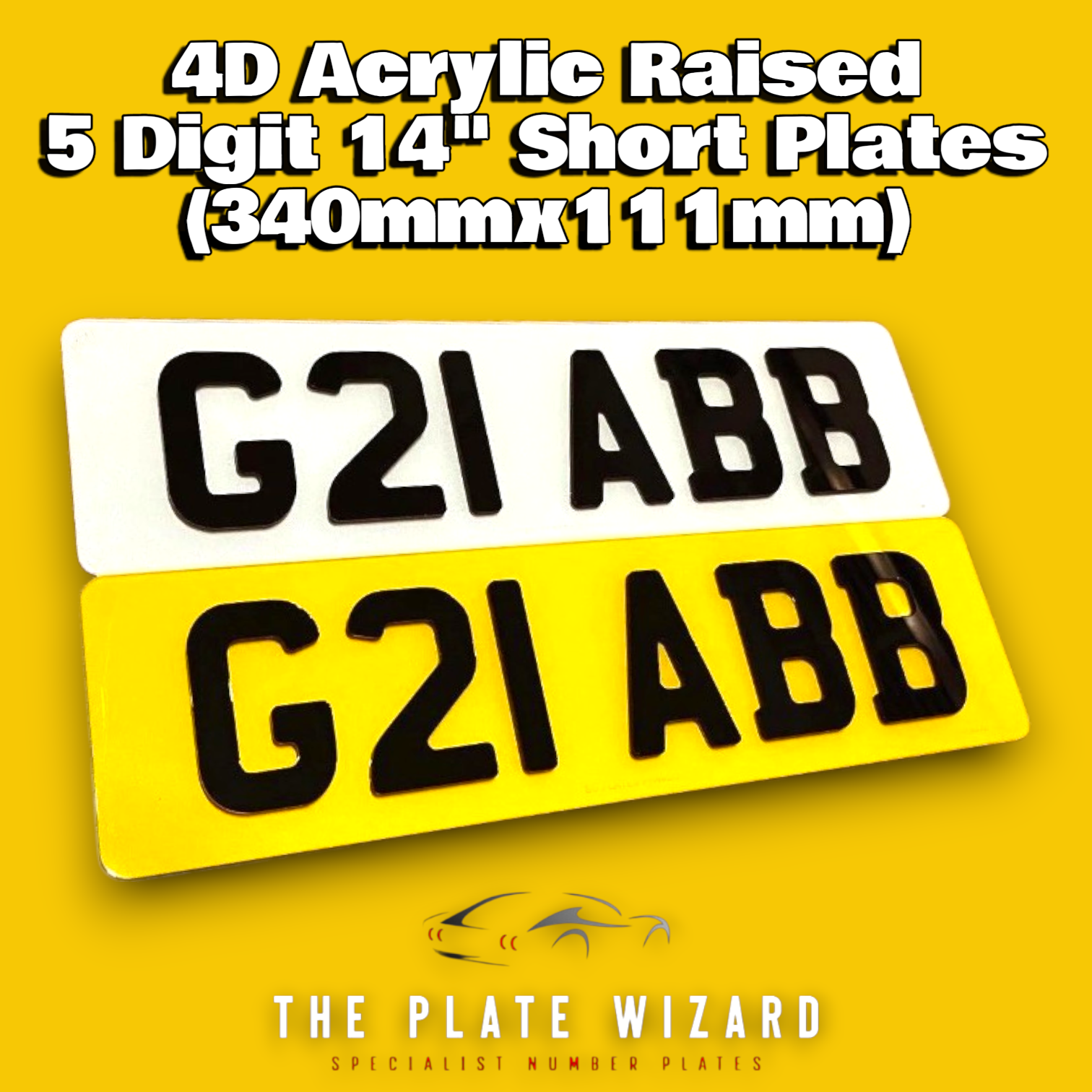 14" 5 Digit Shortened 4D Raised Digit Standard Number Plates (340x111)
