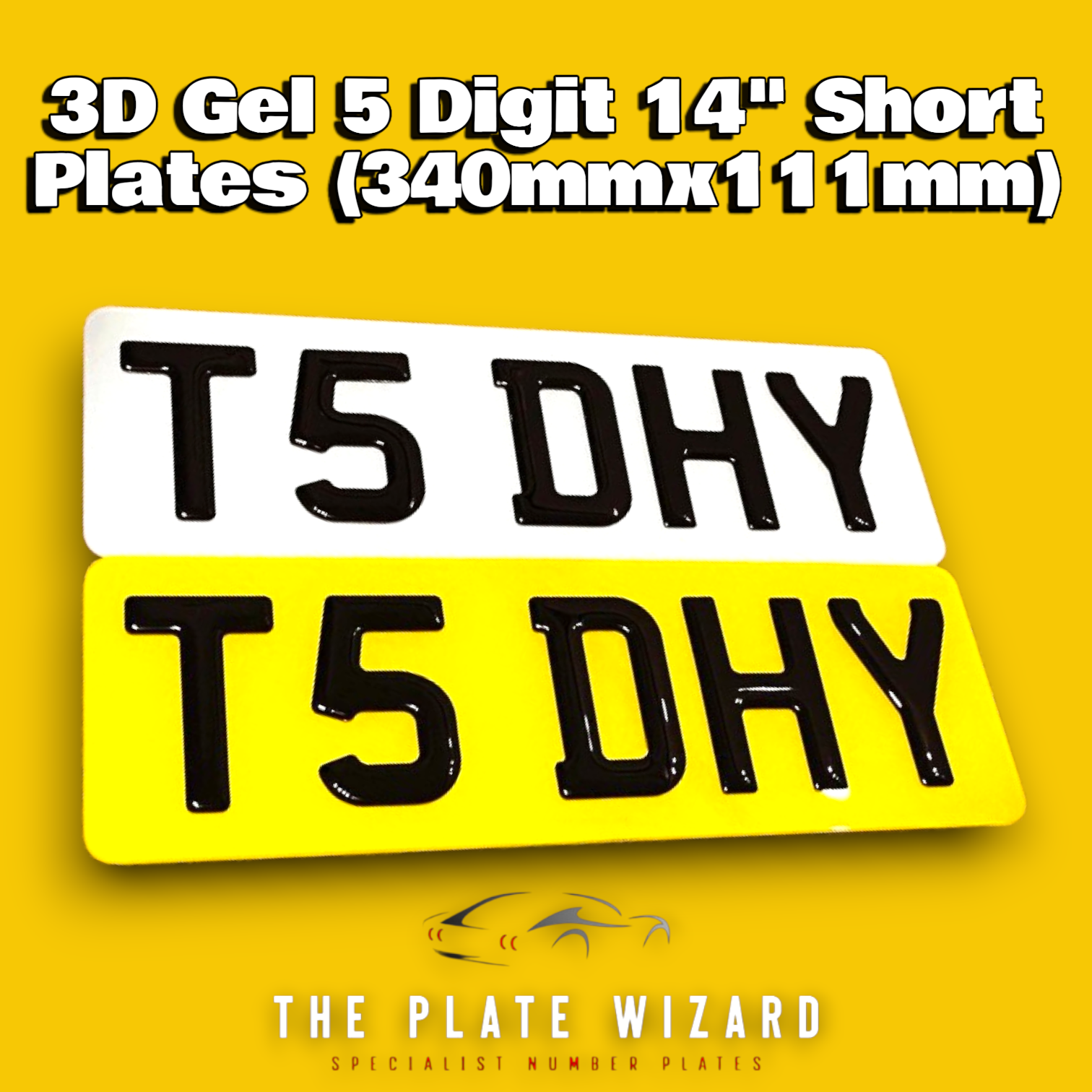 14" 5 Digit Shortened 3D Gel Standard & Metro Font Number Plates (340x111)