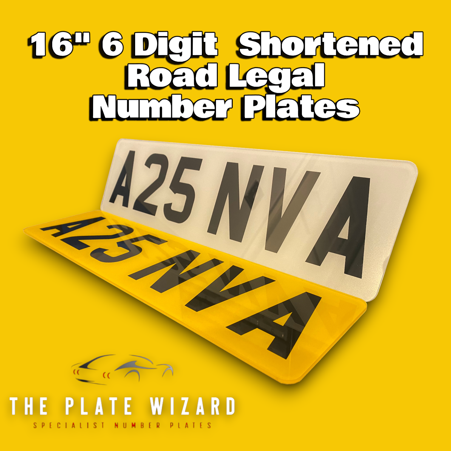 16" 6 Digit Standard Font Printed Road Legal Number Plates (406x111)