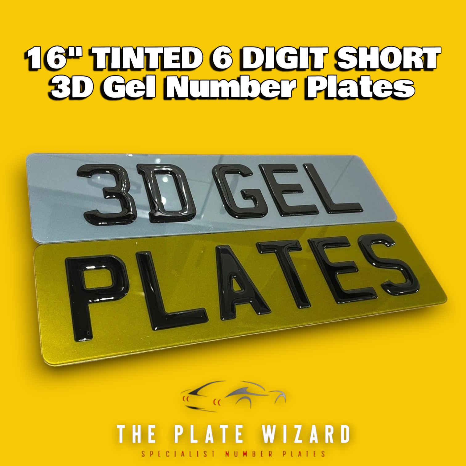 TINTED 16" 6 Digit 3D Gel Metro Font & Standard Font Number Plates (406x111)