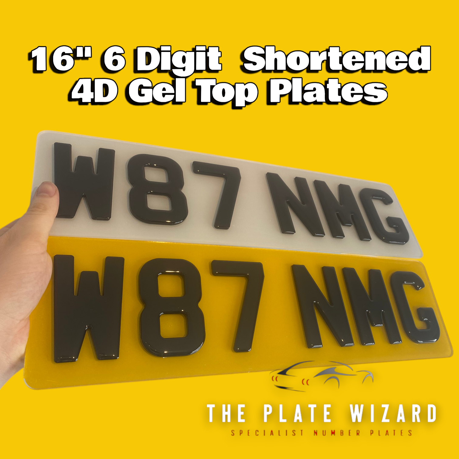16" Short 6 Digit 4D Gel Top Number Plates