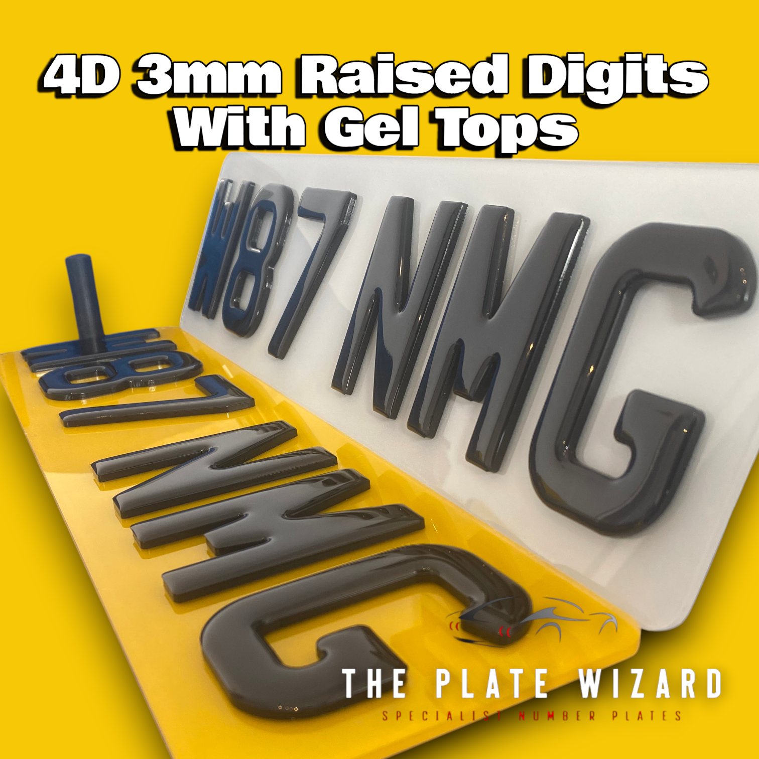 4D 3mm Raised Digits With Gel Top Number Plates