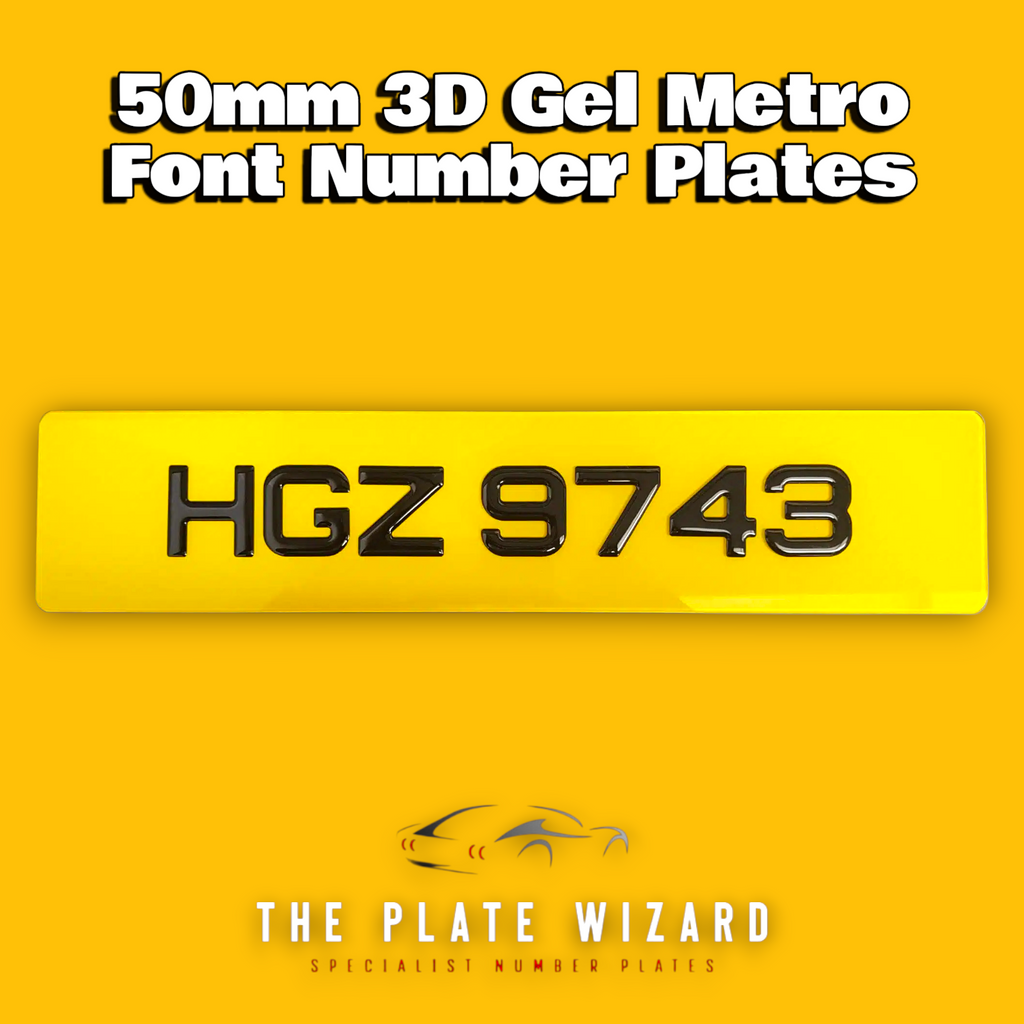 3D Gel 50mm Metro Font Number Plates