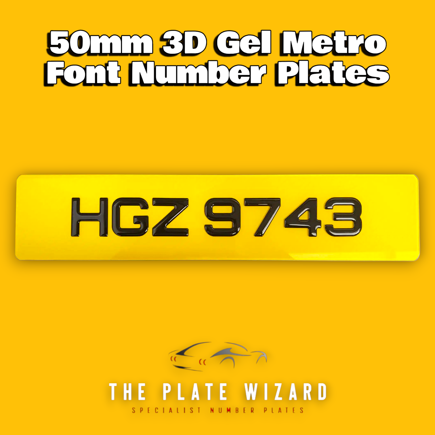 3D Gel 50mm Metro Font Number Plates