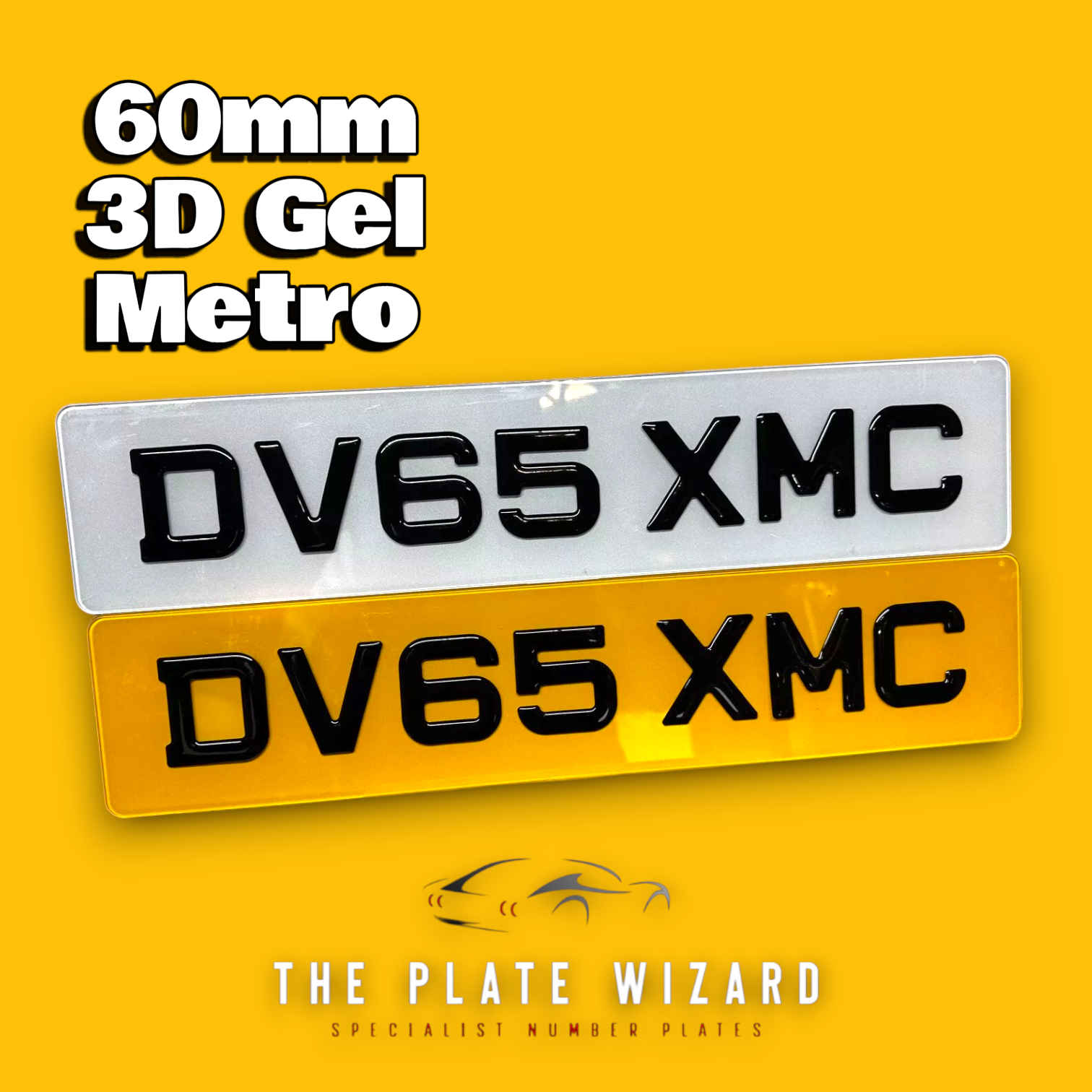 3D Gel 60mm Metro Font Number Plates in northern ireland
