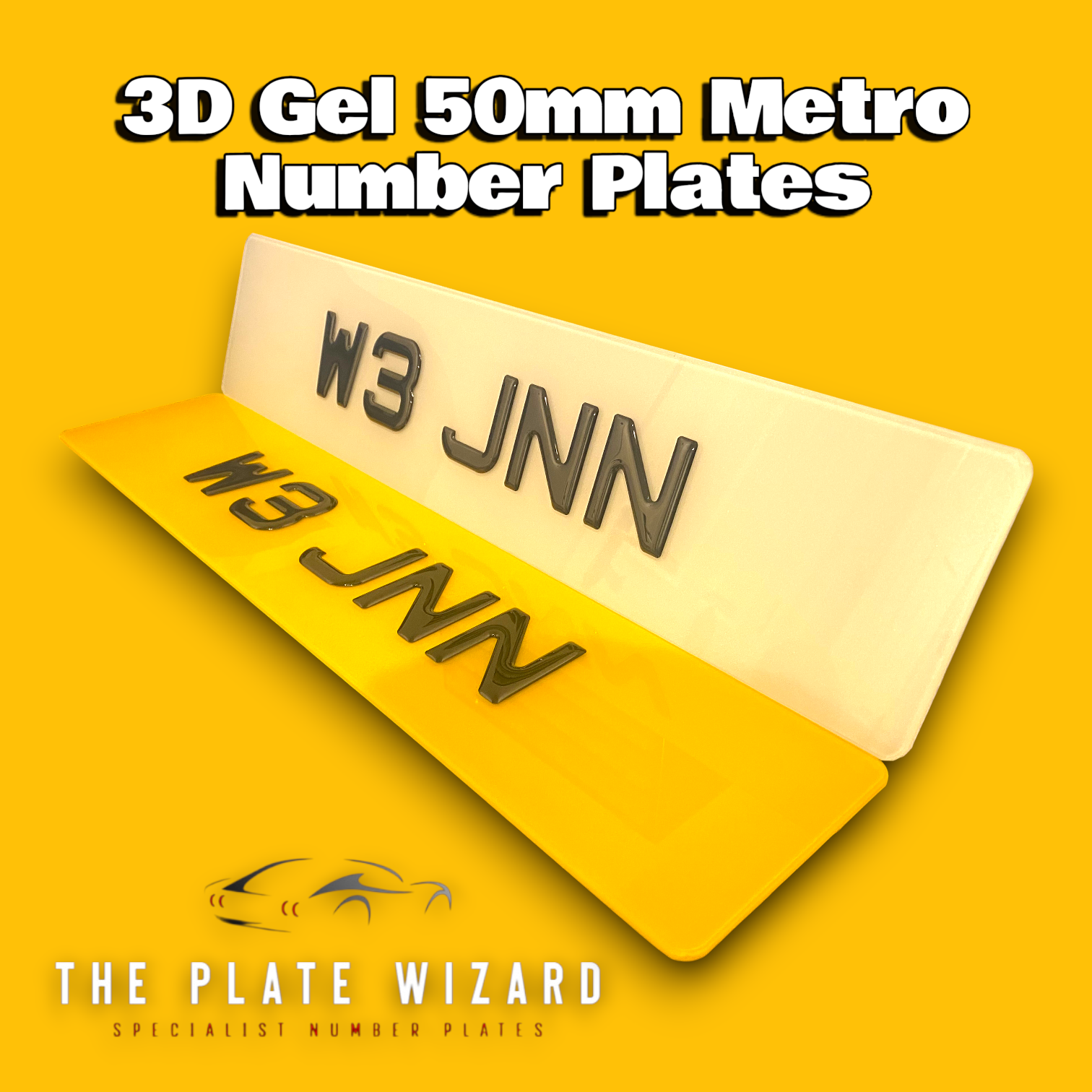 3d gel 50mm metro font number plates made locally in northern ireland - NI