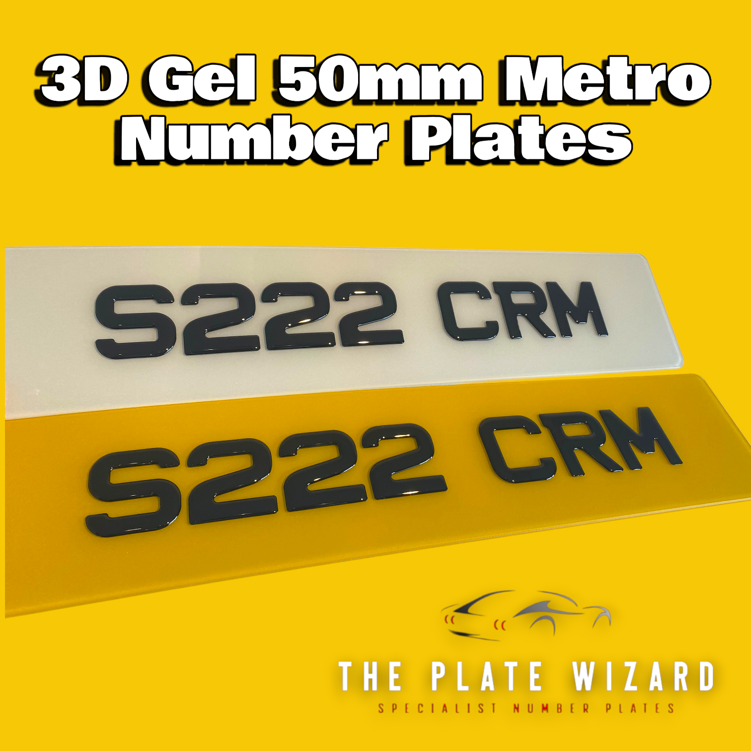 3d gel 50mm metro font number plates made locally in northern ireland - NI
