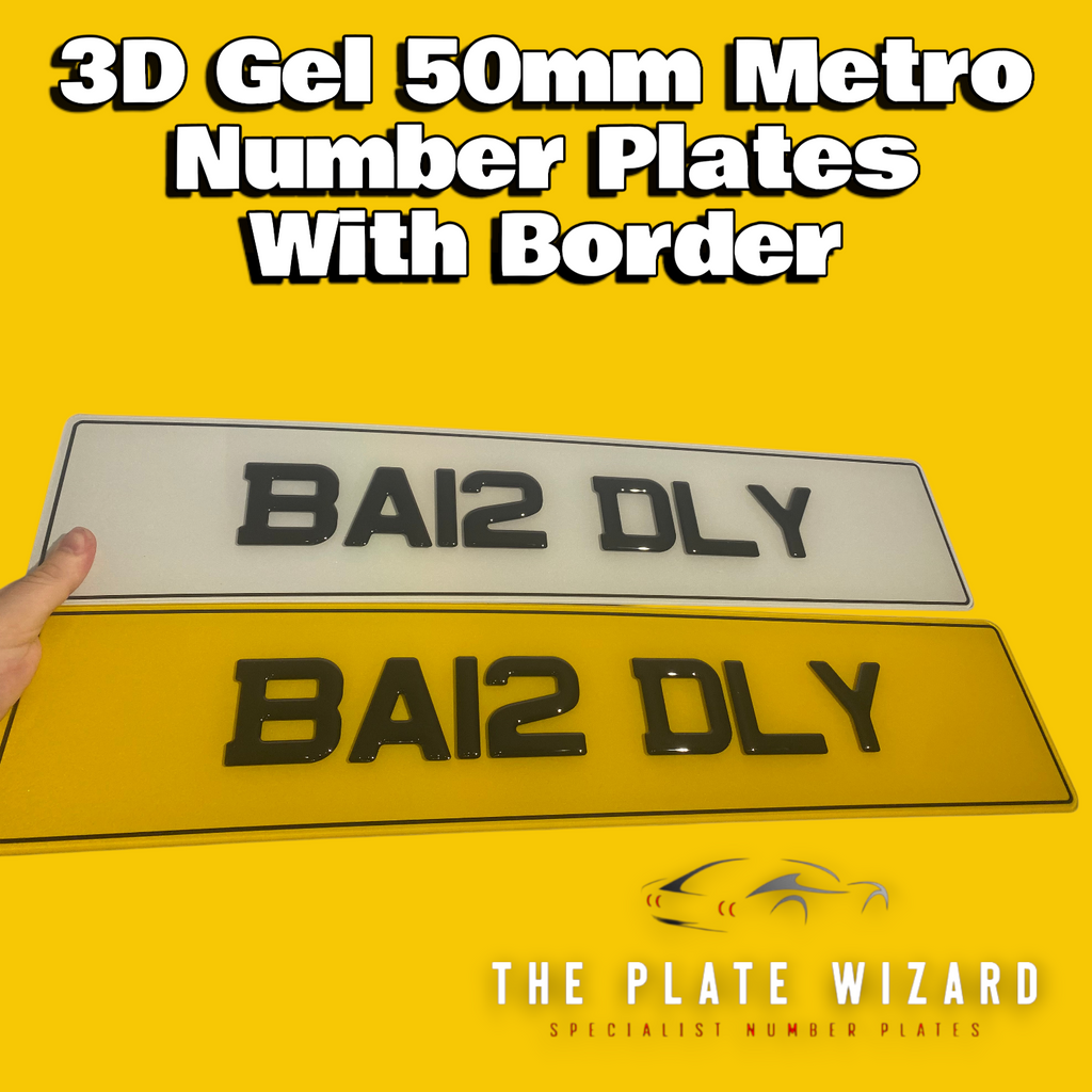 3d gel 50mm metro font number plates made locally in northern ireland - NI