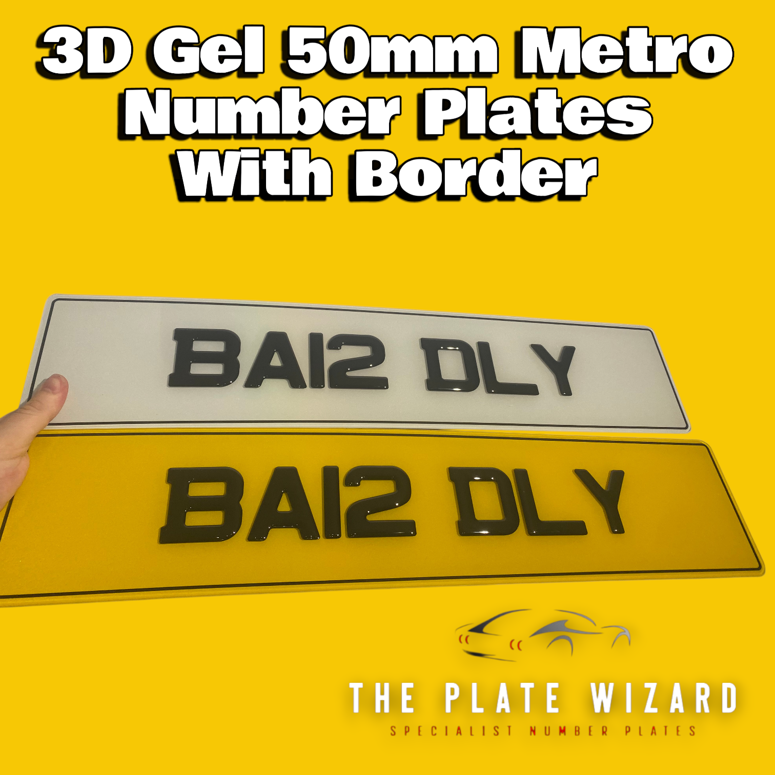 3d gel 50mm metro font number plates made locally in northern ireland - NI