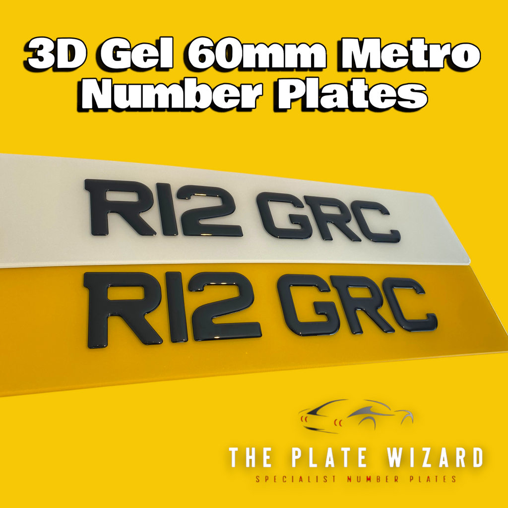 3D Gel 60mm Metro Font Number Plates in Northern Ireland - NI