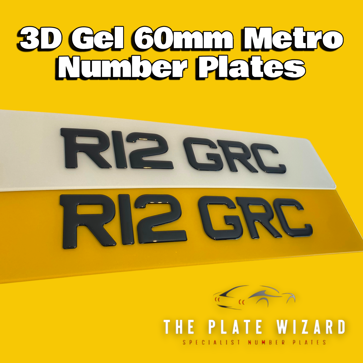 3D Gel 60mm Metro Font Number Plates in Northern Ireland - NI
