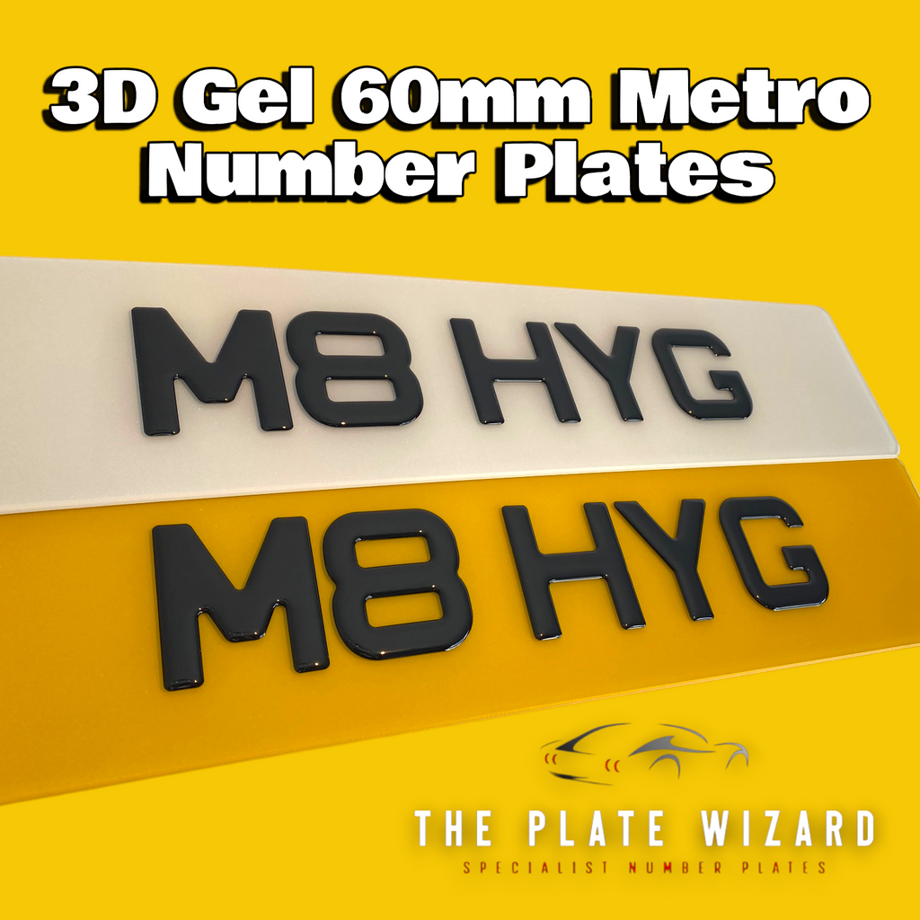 3D Gel 60mm Metro Font Number Plates in Northern Ireland - NI