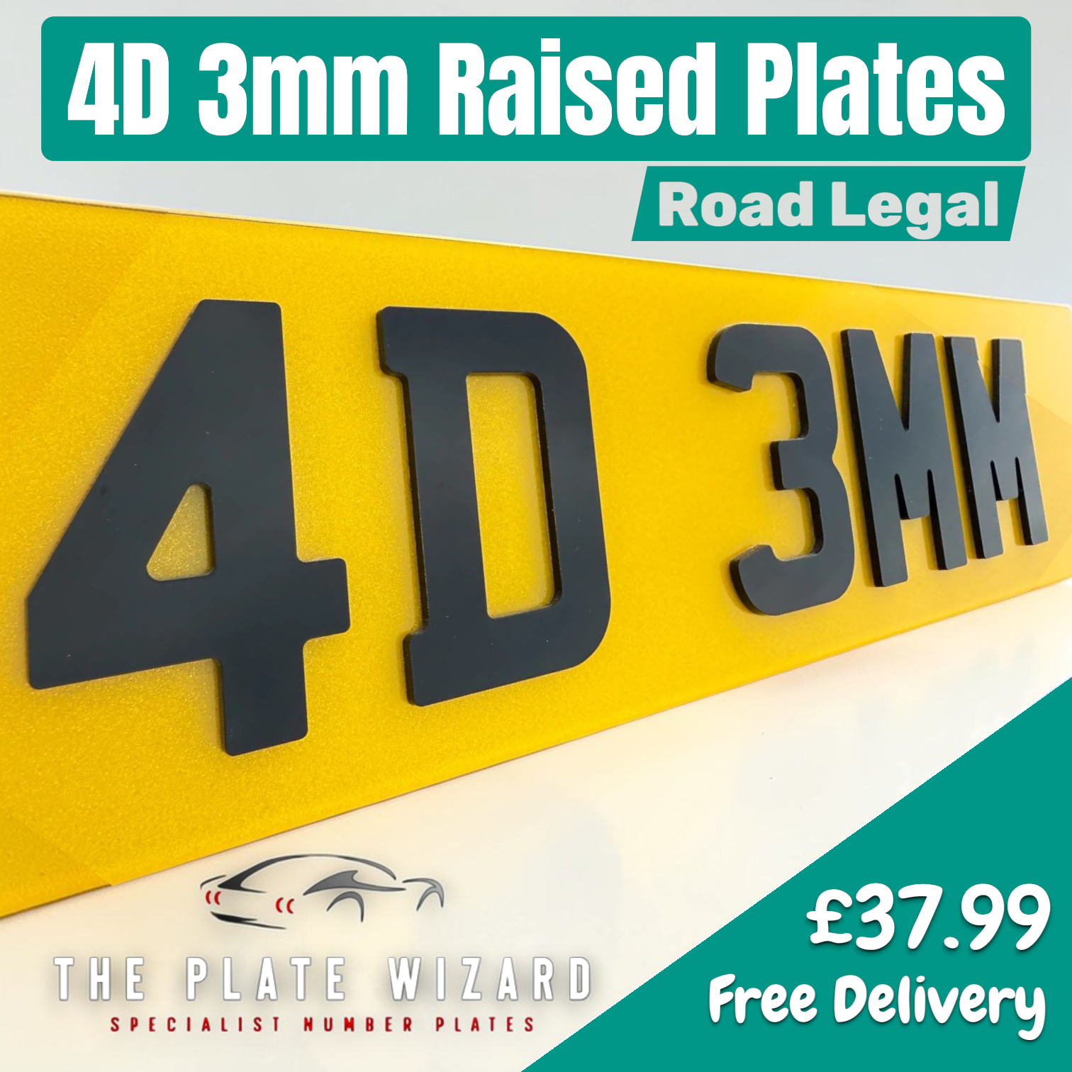 4D 3mm Raised Digit Number Plates