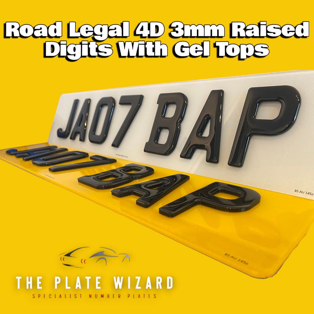 4D 3mm Raised Digits With Gel Top Number Plates
