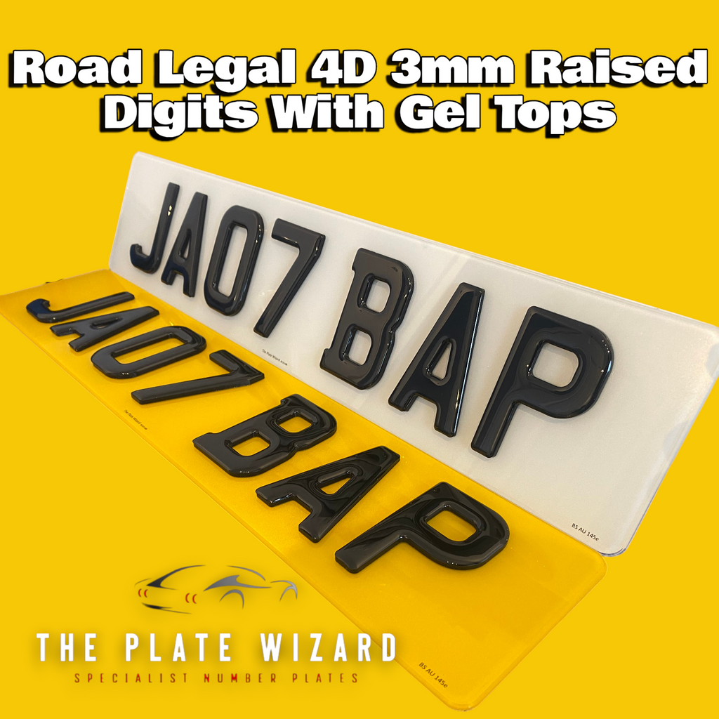 4D 3mm Raised Digits With Gel Top Number Plates