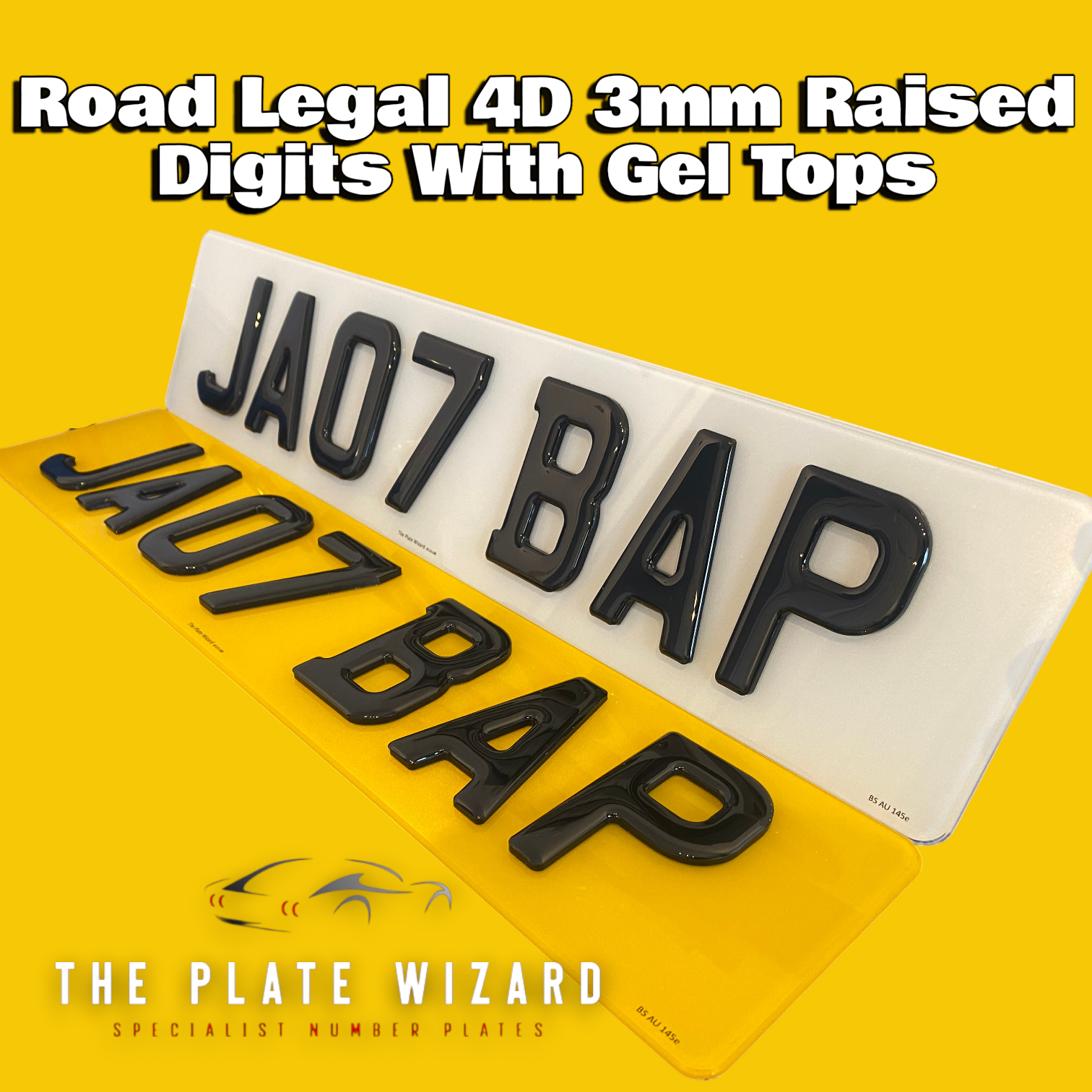 4D 3mm Raised Digits With Gel Top Number Plates