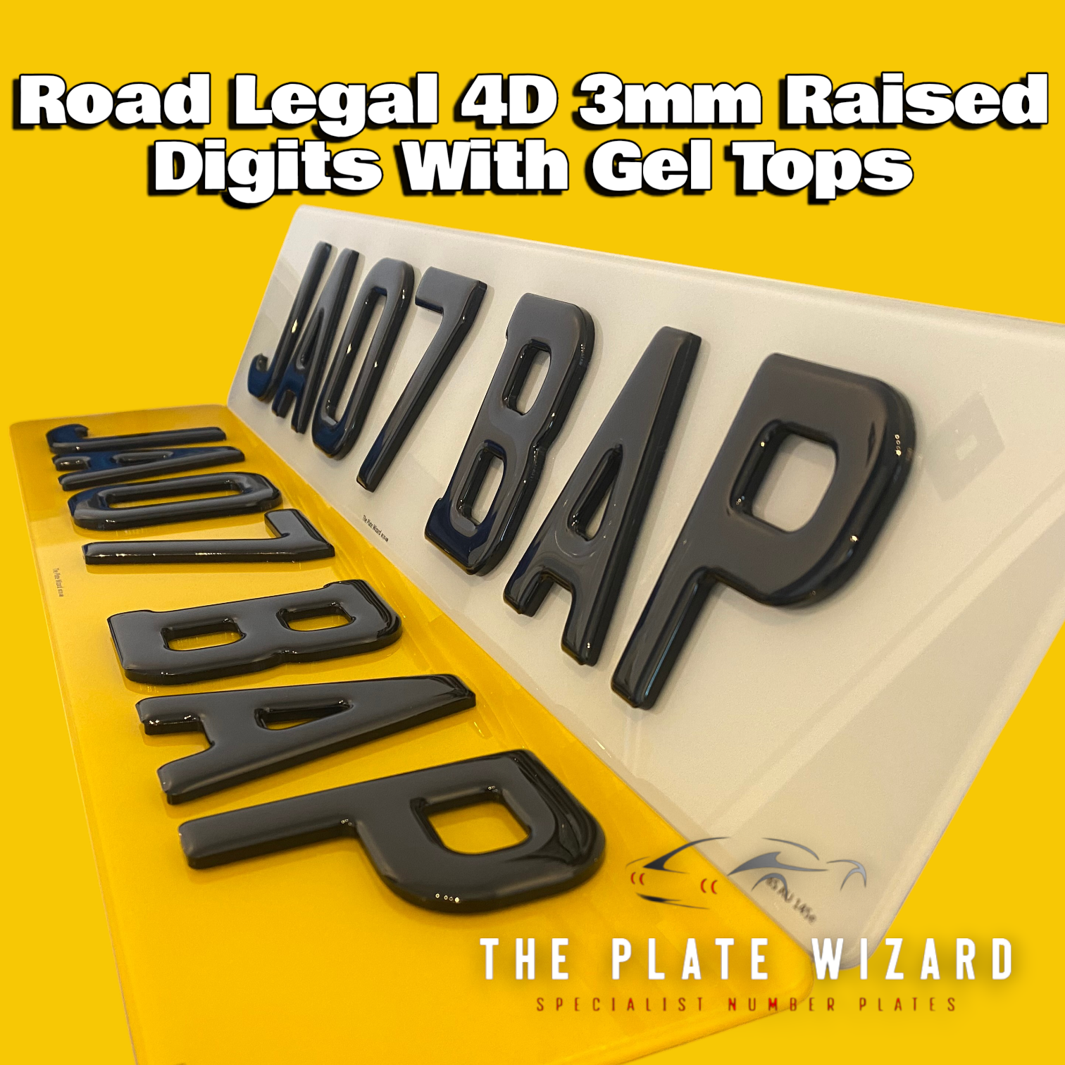 4D 3mm Raised Digits With Gel Top Number Plates