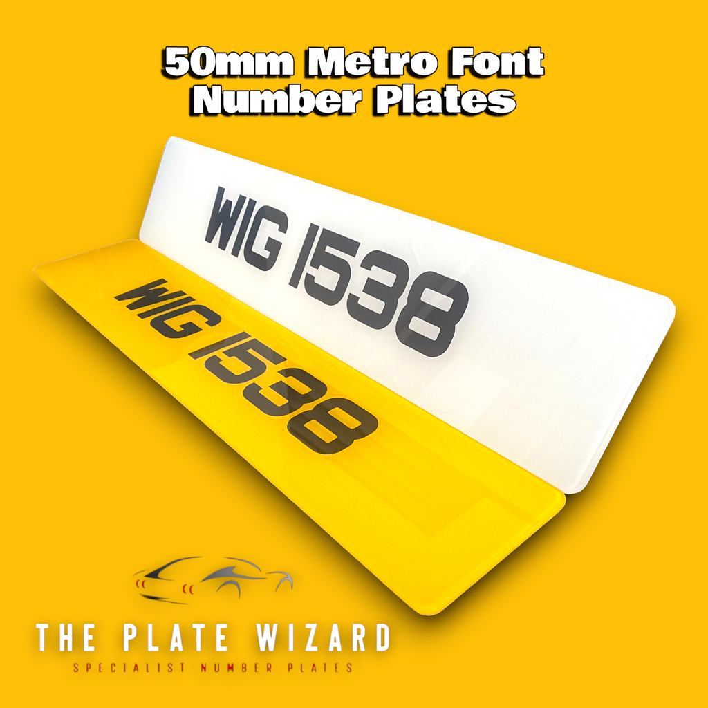 50mm metro font number plates made locally in northern ireland - NI