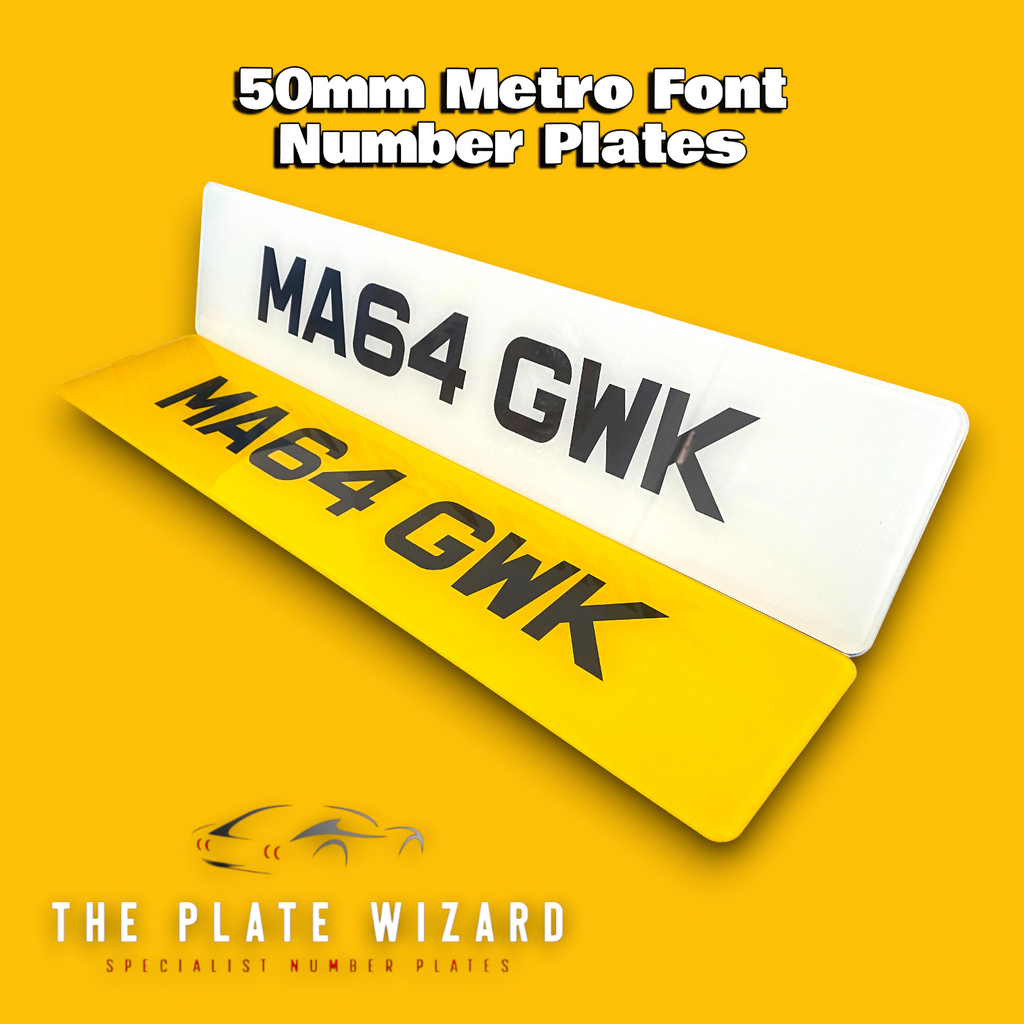 50mm metro font number plates made locally in northern ireland - NI