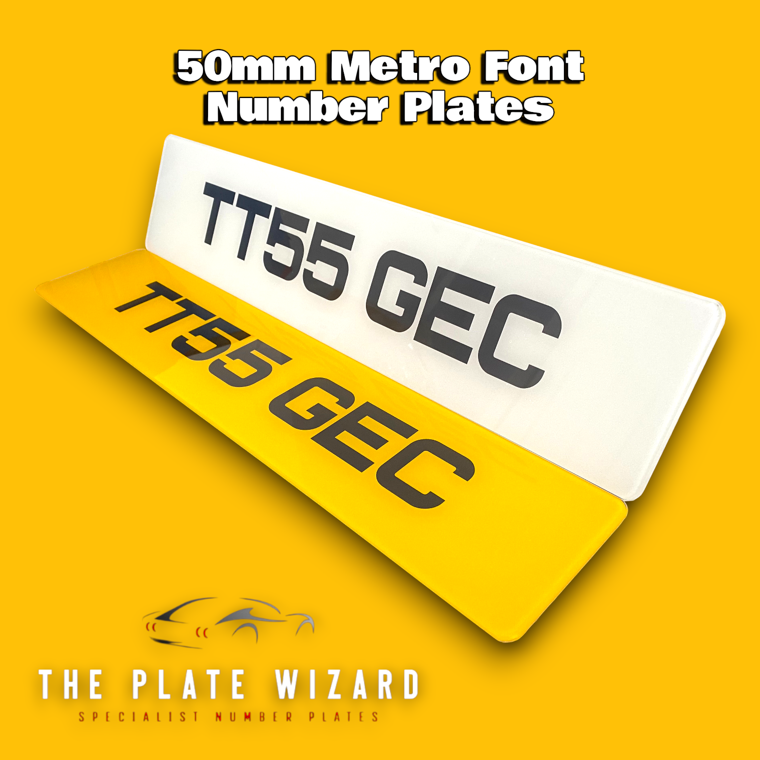 50mm metro font number plates made locally in northern ireland - NI