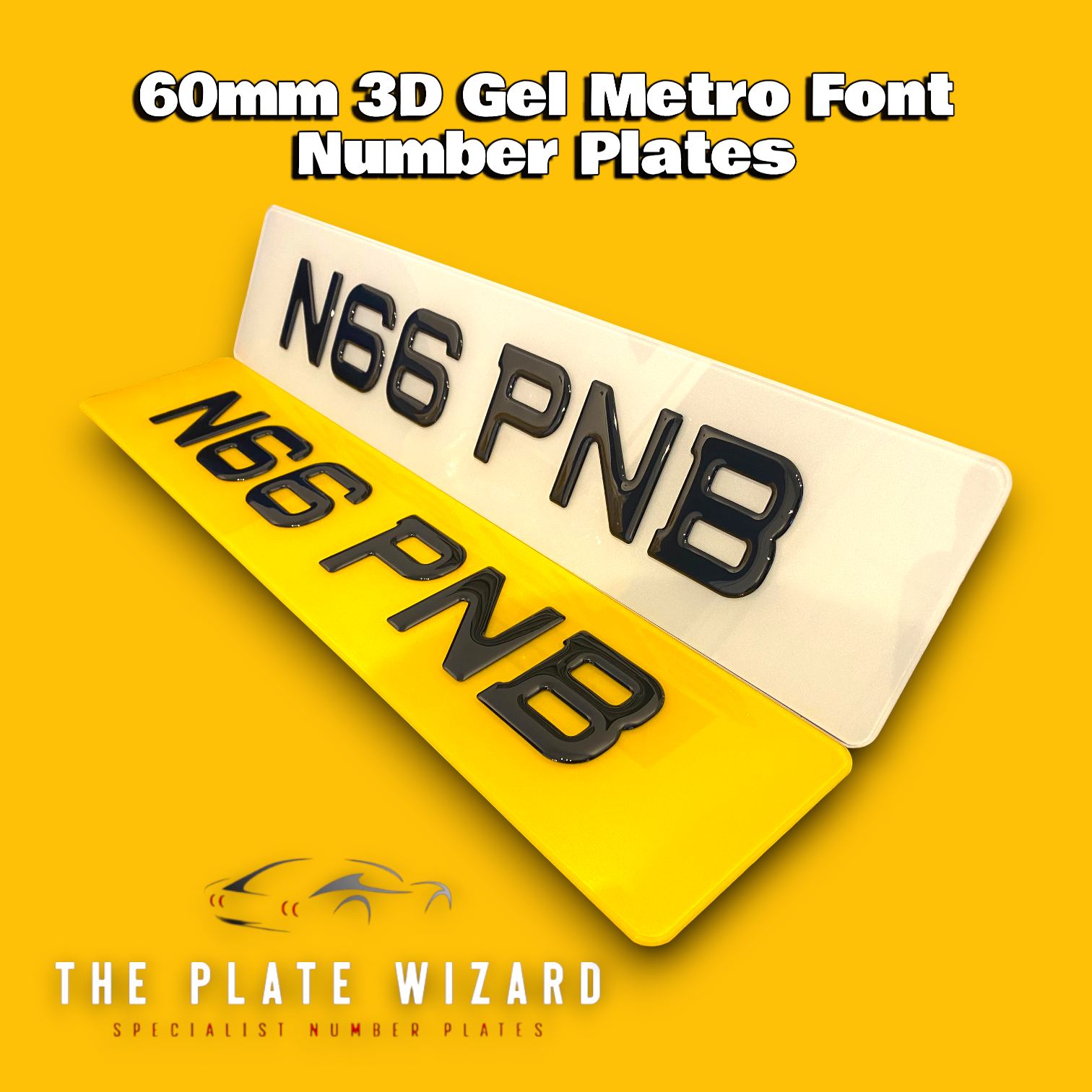 3D Gel 60mm Metro Font Number Plates in Northern Ireland - NI