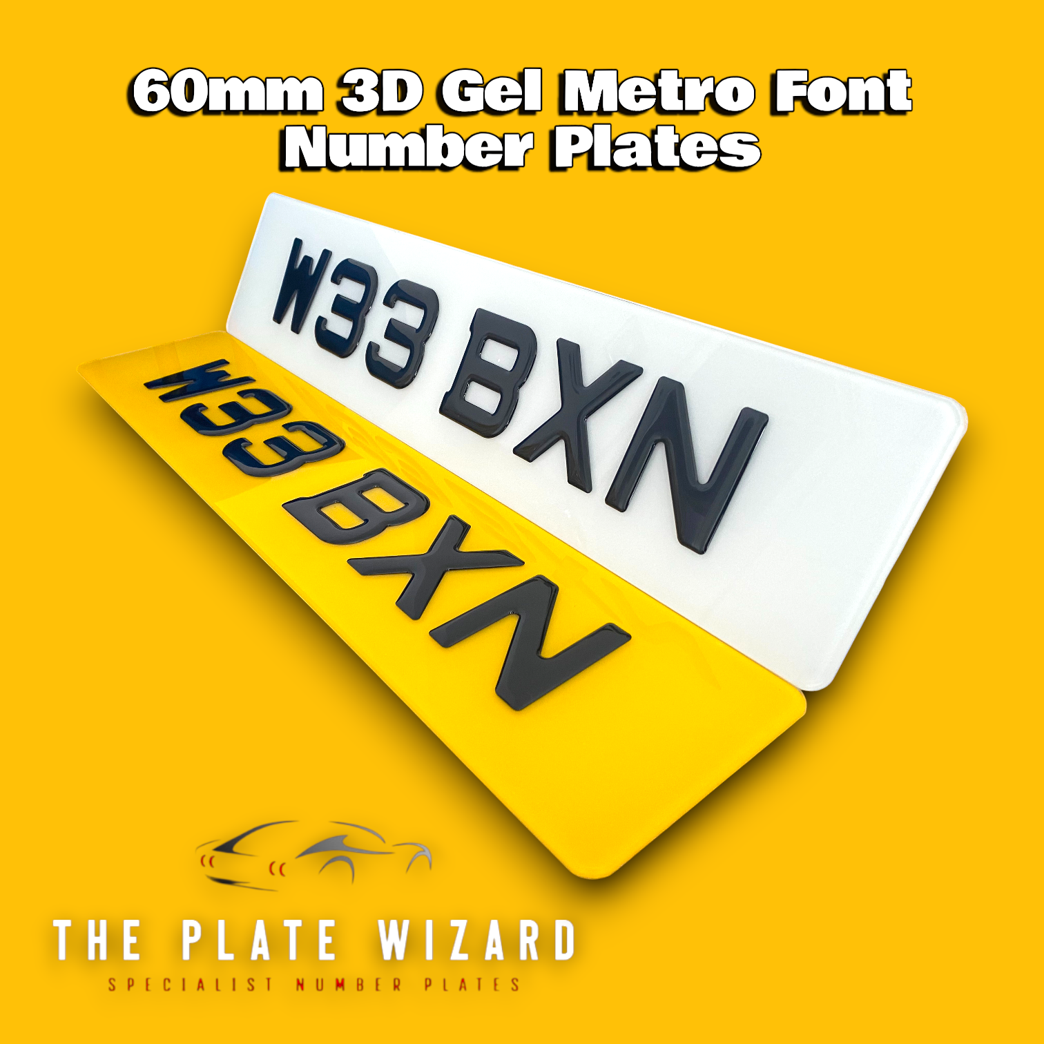 3D Gel 60mm Metro Font Number Plates in Northern Ireland - NI