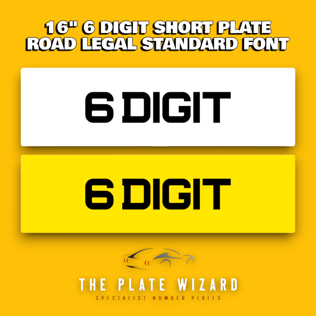 16" shortened number plate - 6 digit plate made locally in northern ireland - NI