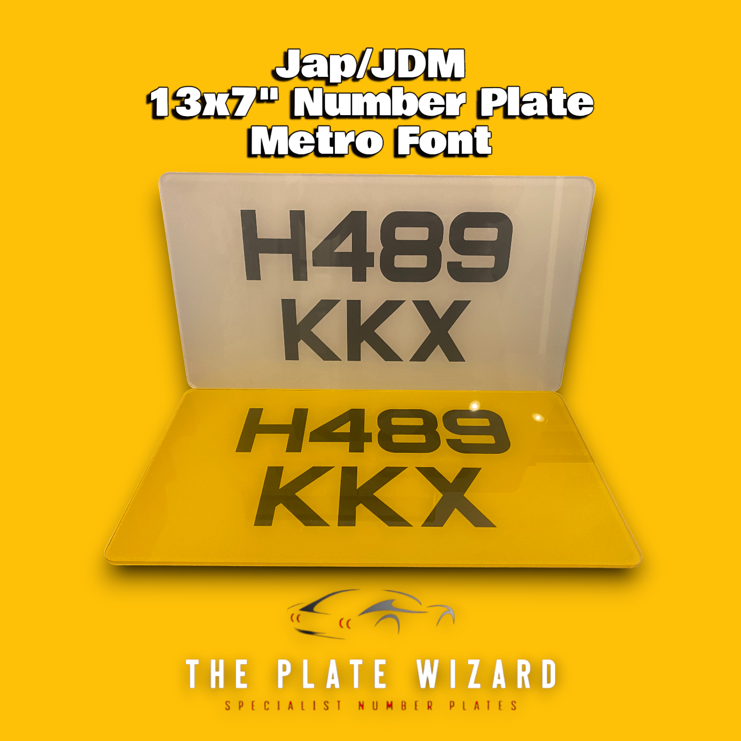 Jap/JDM number plates in 13x7" size for japanese cars. In metro font made locally in northern ireland - NI