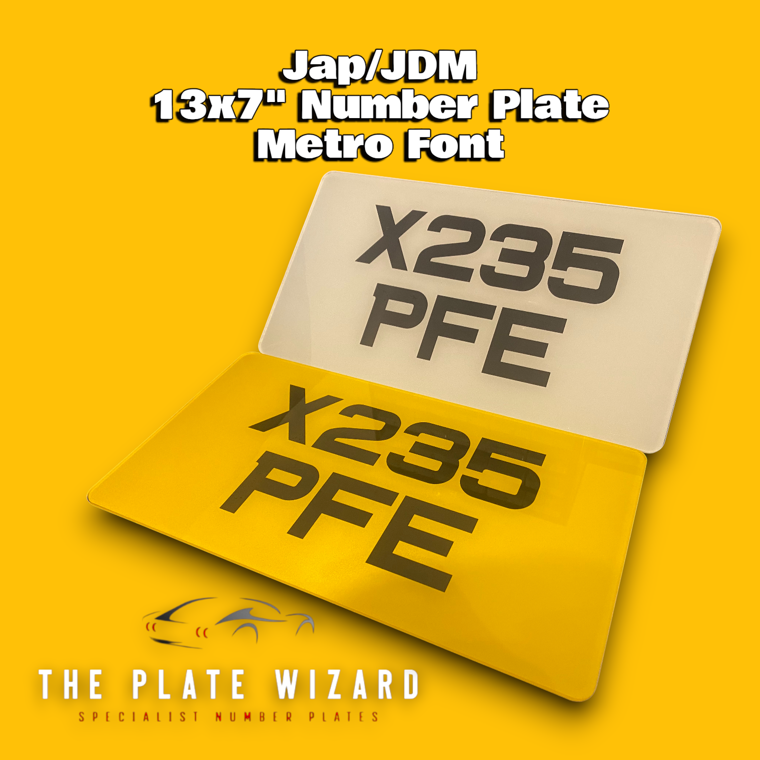 Jap/JDM number plates in 13x7" size for japanese cars. In metro font made locally in northern ireland - NI
