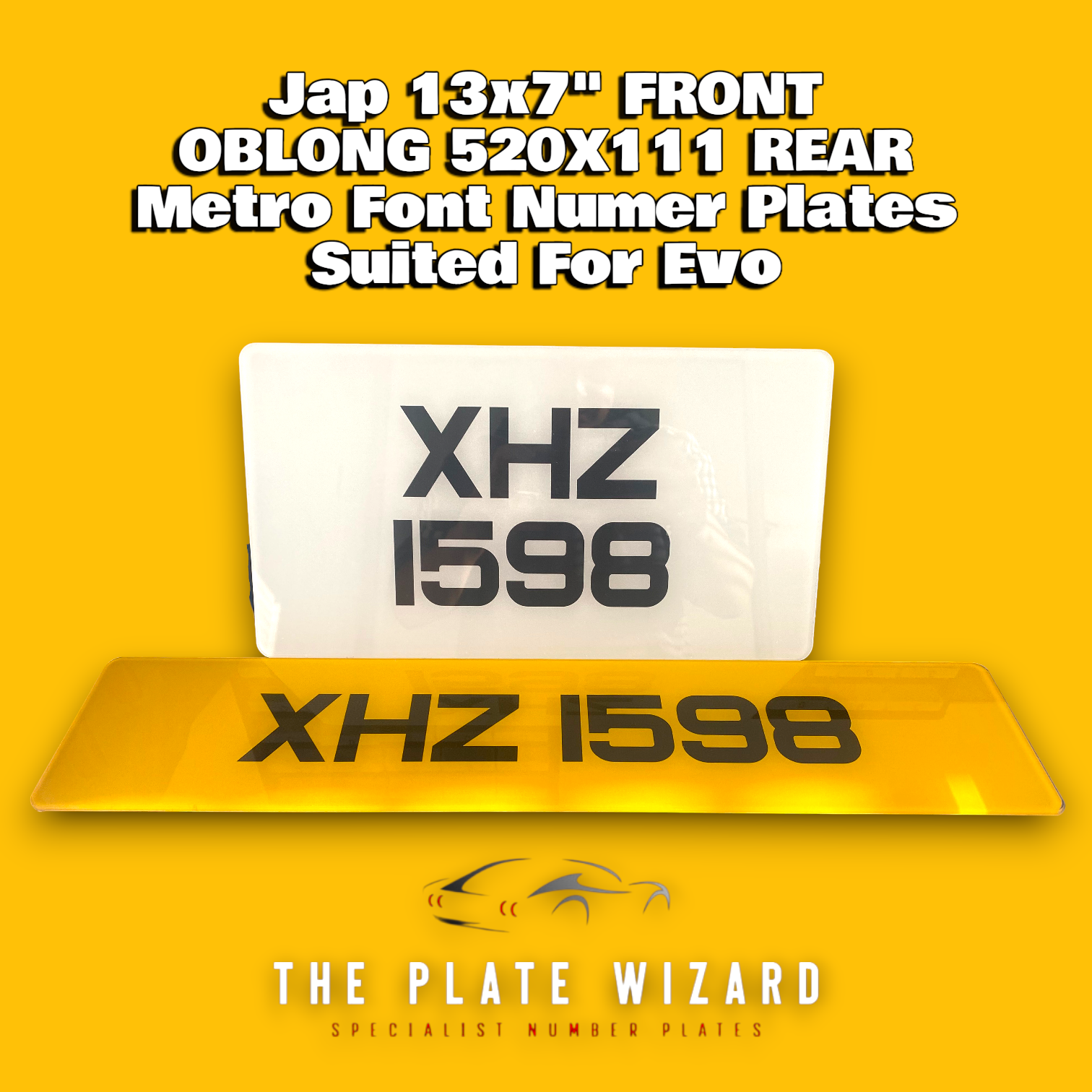 Front Jap plate 13x7 & standard onlong 50x111 Rear plate for Mitsubishi Evo 5, 6, 7, 8, 9, 10/Honda Civic