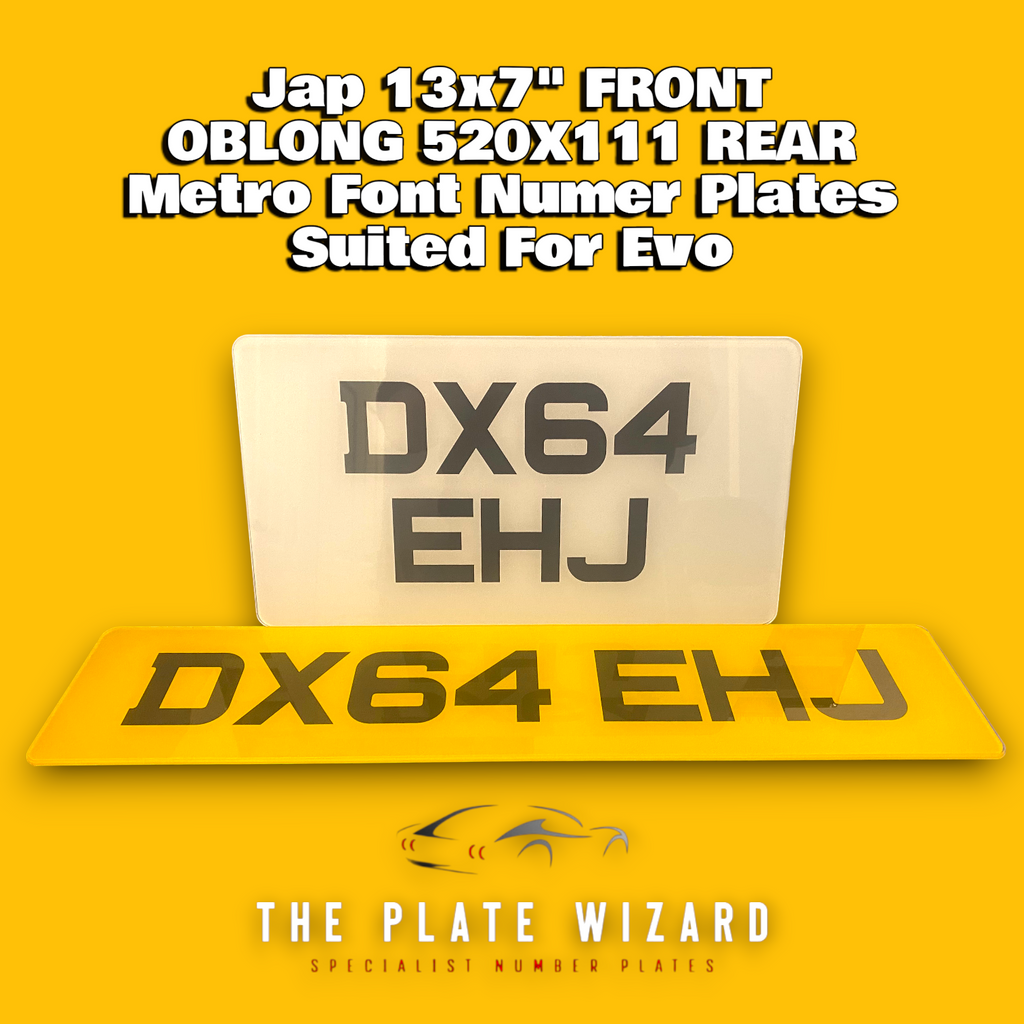 Front Jap plate 13x7 & standard onlong 50x111 Rear plate for Mitsubishi Evo 5, 6, 7, 8, 9, 10/Honda Civic