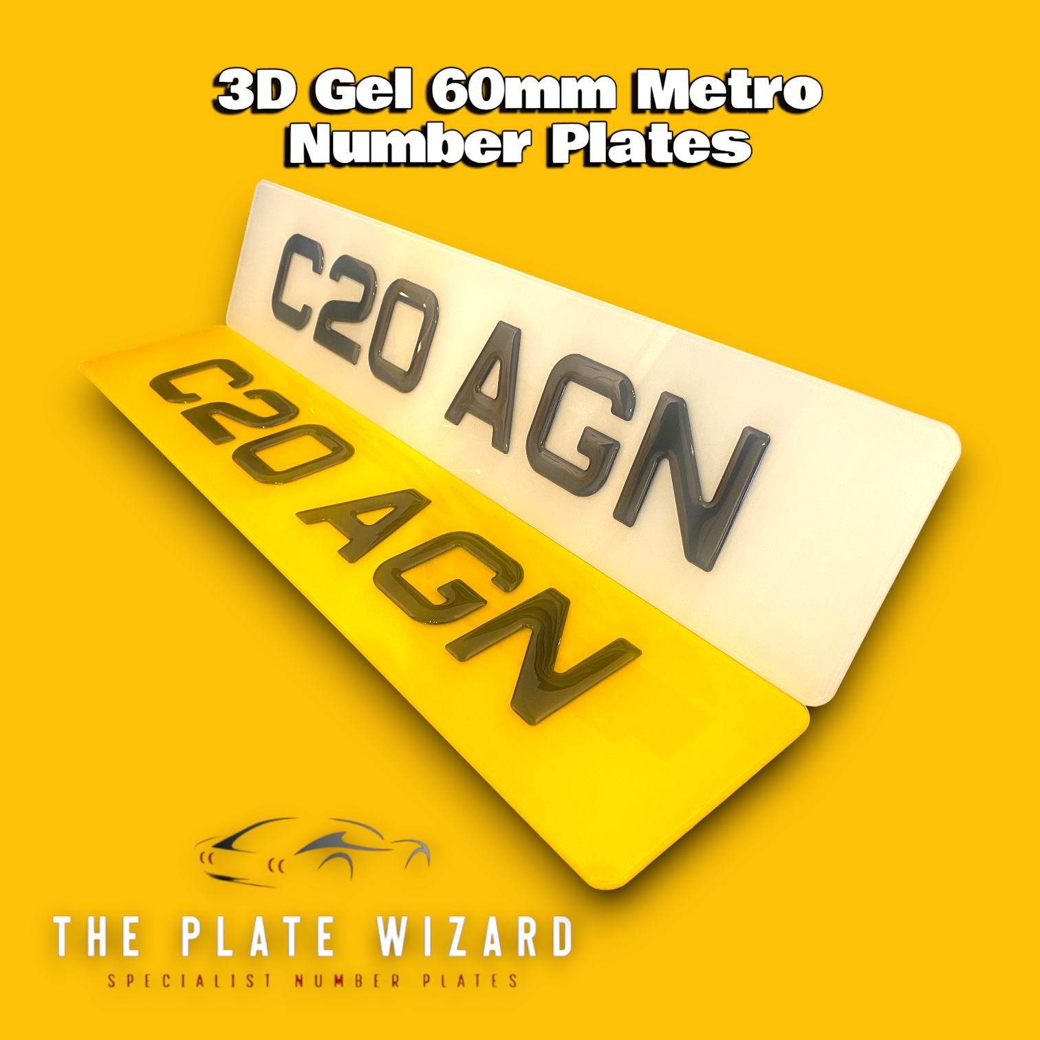 3D Gel 60mm Metro Font Number Plates in Northern Ireland - NI