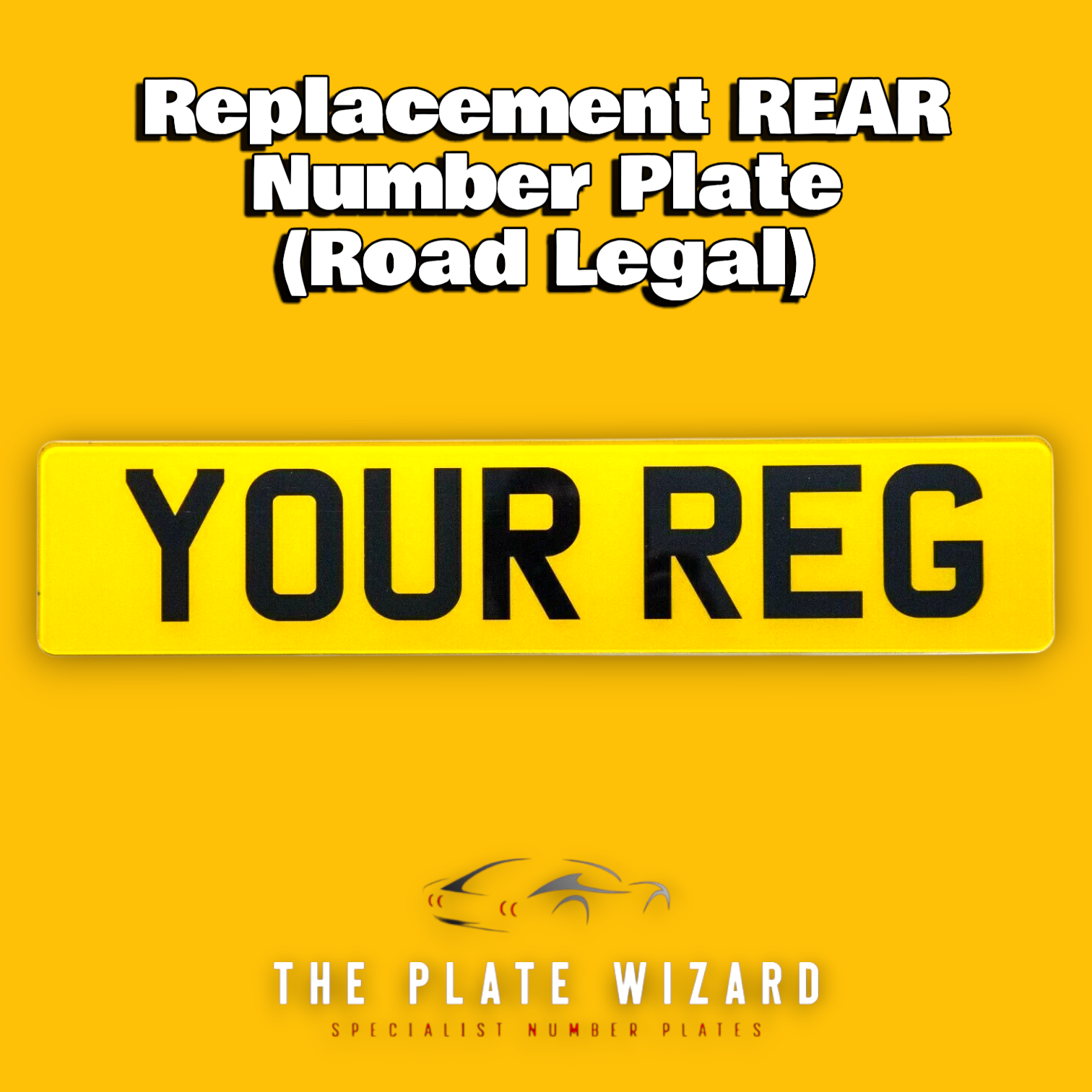 Replacement yellow rear single number plate for cars in northern ireland - ni
