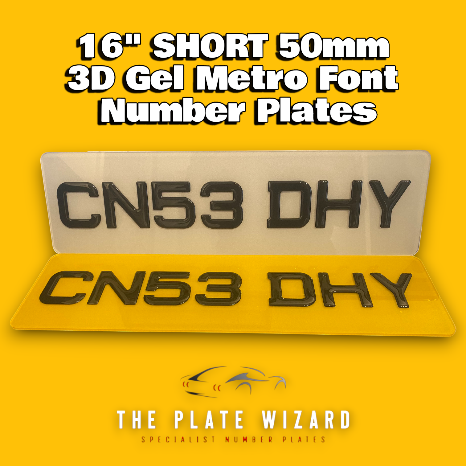 16" Short 50mm 3D Gel Metro Number Plates (406x111)