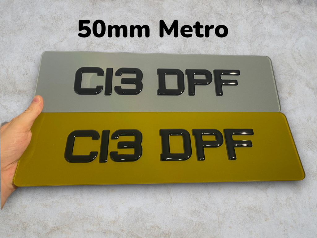 TINTED 16" 6 Digit 3D Gel Metro Font & Standard Font Number Plates (406x111)