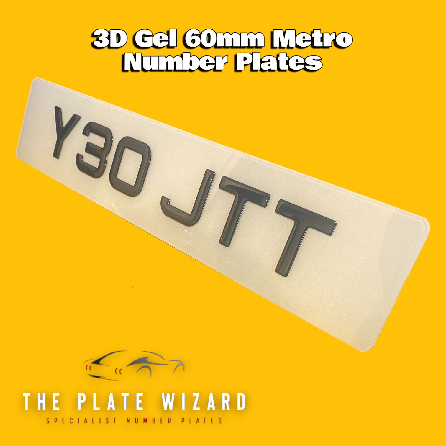 3D Gel 60mm Metro Font Number Plates in Northern Ireland - NI
