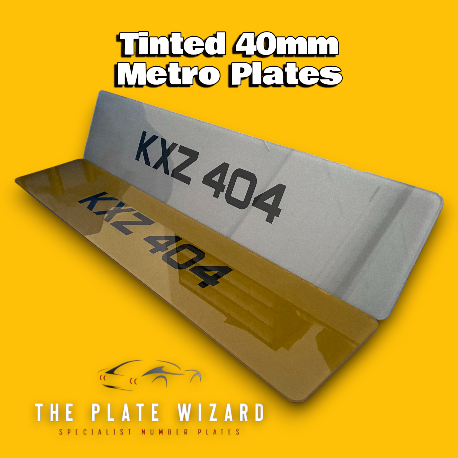 Tinted 40mm metro font number plates made locally in northern ireland