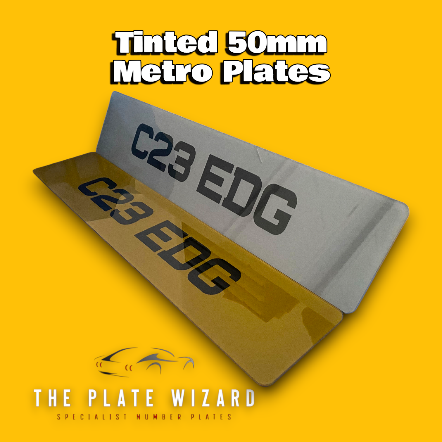 Tinted 50mm metro font number plates made locally in northern ireland