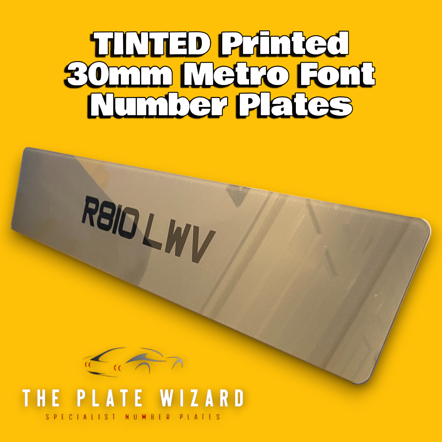 Tinted 30mm metro font number plates made locally in northern ireland