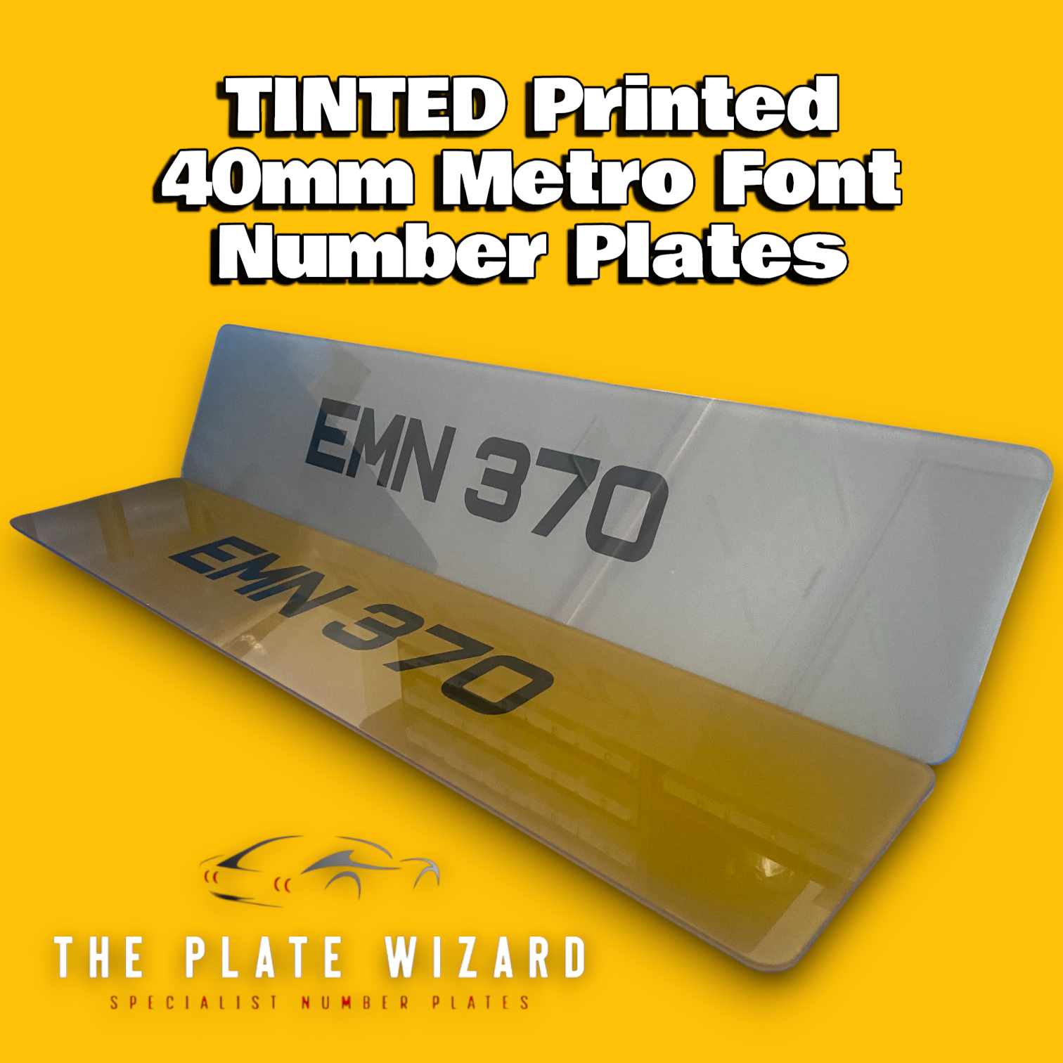 Tinted 40mm metro font number plates made locally in northern ireland