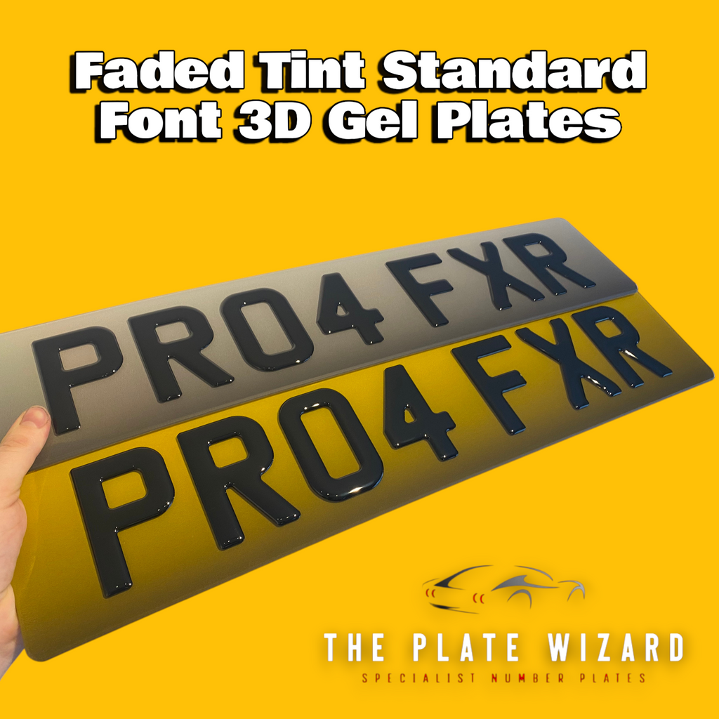Faded tint standard size 3d gel number plates made locally in northern ireland