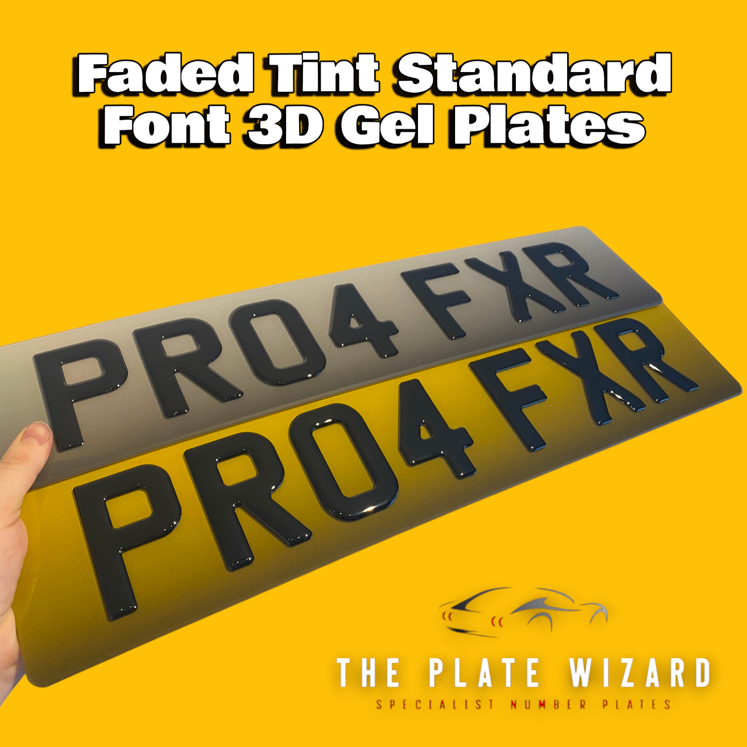 Faded tint standard size 3d gel number plates made locally in northern ireland