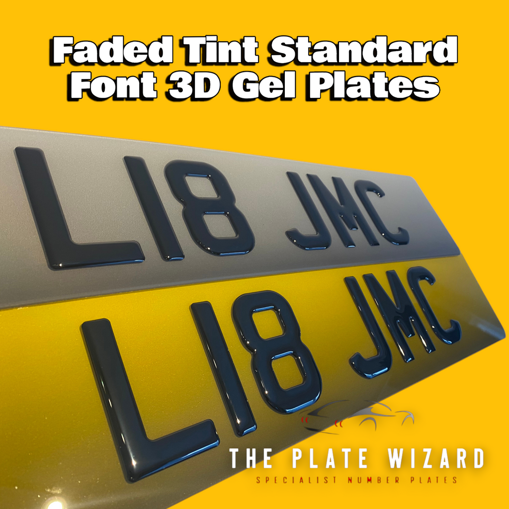 Faded tint standard size 3d gel number plates made locally in northern ireland