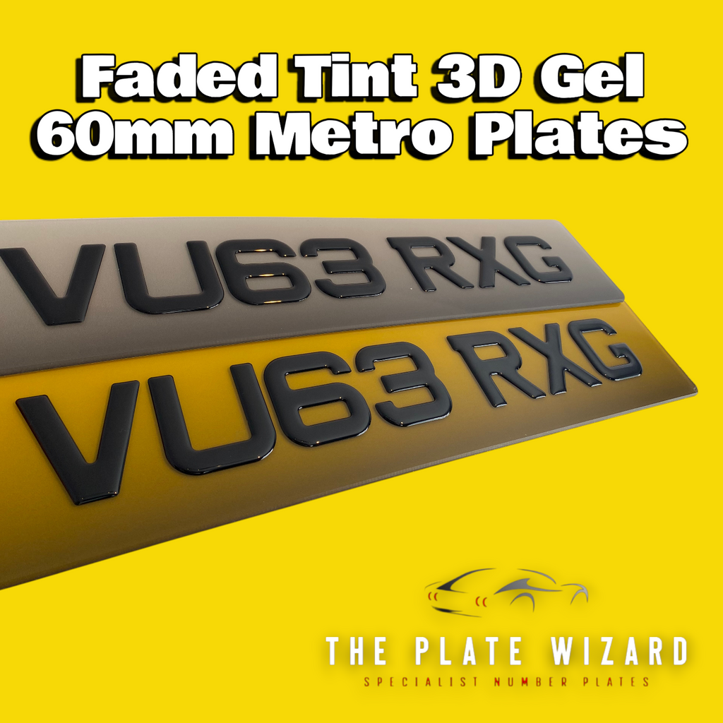 Faded Tint 60mm & 50mm 3D Gel Metro Number Plates