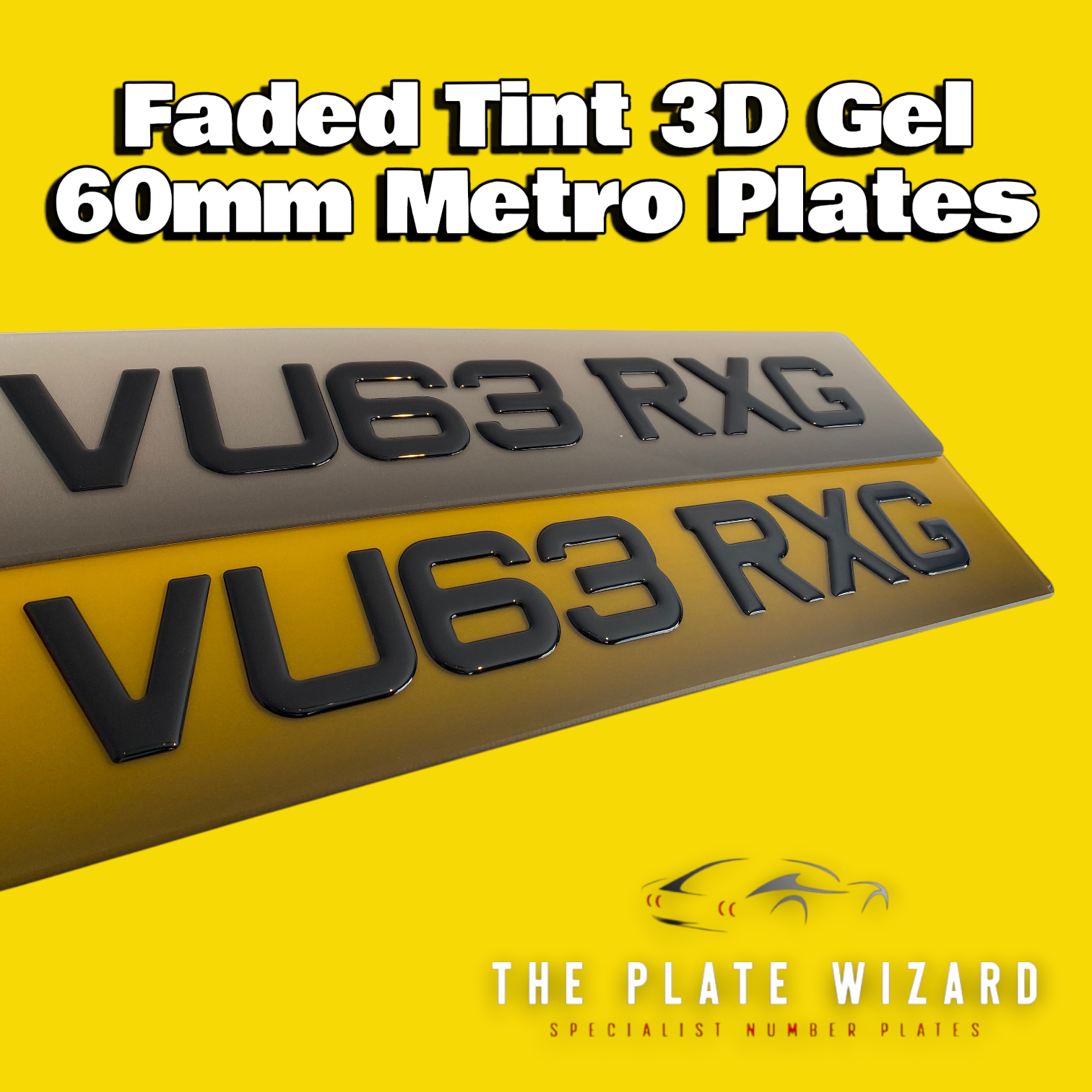 Faded Tint 60mm & 50mm 3D Gel Metro Number Plates