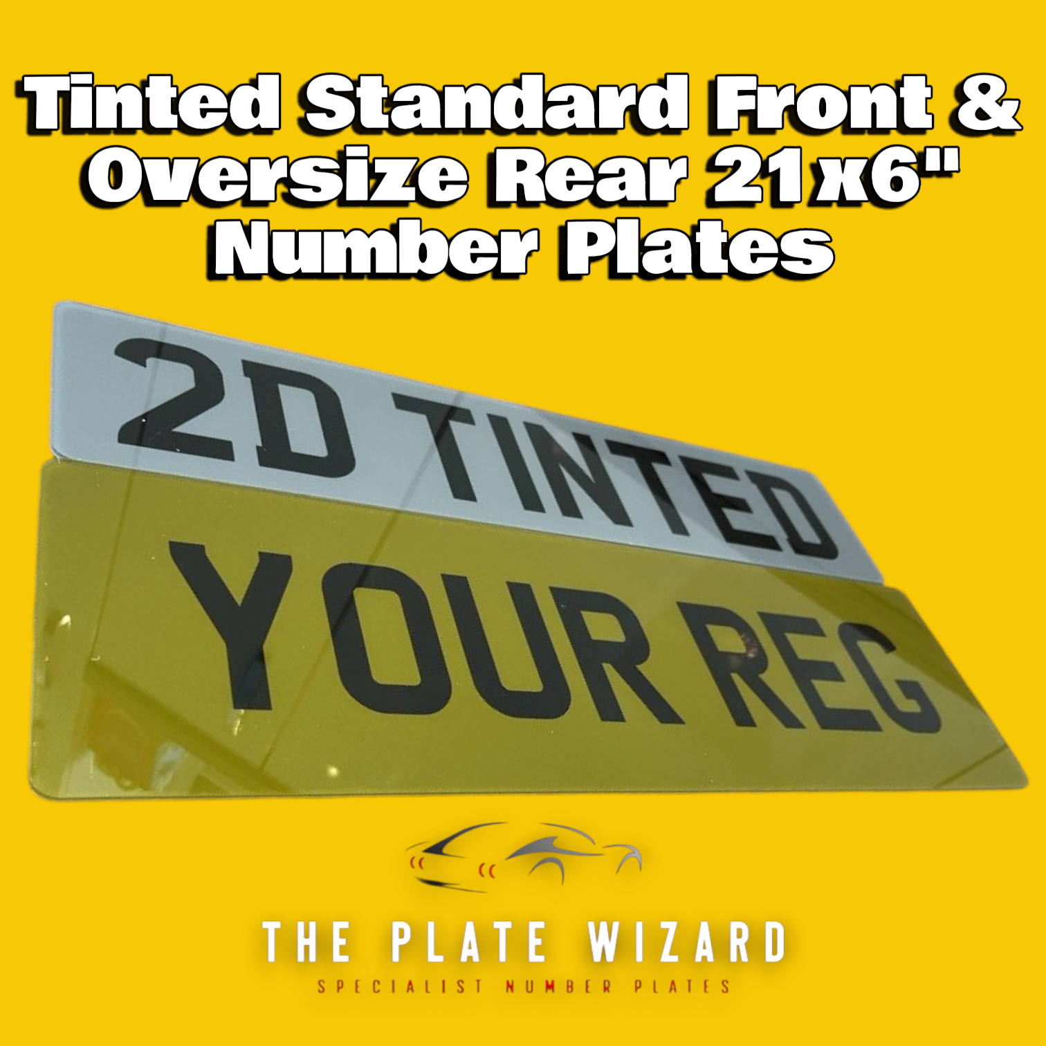 TINTED Standard Front & Oversize Rear 21"x6" For Range Rover (Standard & Metro Fonts)